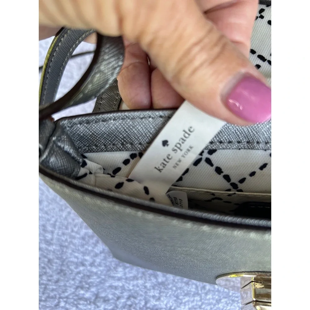 Kate Spade Newbury Lane Sally Crossbody Bag Small Pewter Grey  Saffiano Leather